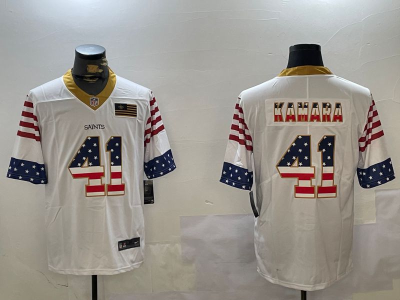 Men New Orleans Saints #41 Kamara White National Flag 2024 Nike Limited NFL Jersey style 1